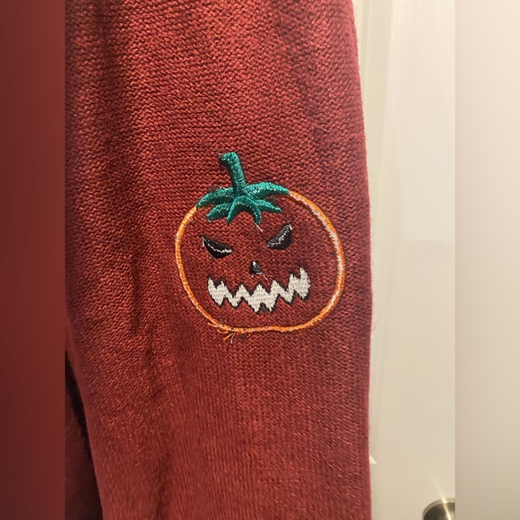 BloomChic Women Plus Maroon Pumpkin and Ghost Cardigan 18-20 - Picture 5 of 10